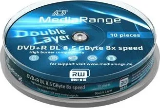Optické médium Mediarange DVD+R 8,5GB 8x DoubleLayer spindl 10 pack