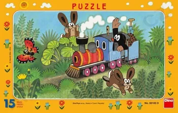 Puzzle Dino Krtek a lokomotiva 15 dílků