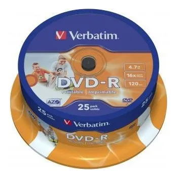Optické médium Verbatim DVD-R, DataLife PLUS 4,7 GB Wide Printable cake box 43538 16x 25 pack