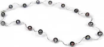 Náhrdelník JwL Jewellery Náhrdelník kovově šedé perly na vlnách JL0011