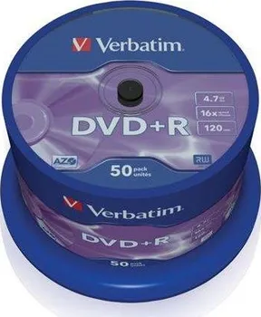 Optické médium Verbatim DVD+R 16x 50ks cakebox
