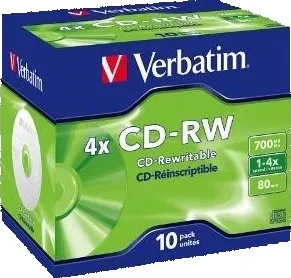 Optické médium Verbatim CD-RW 10ks 700MB 4x
