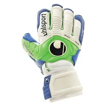 Brankářské rukavice Uhlsport Ergonomic Aquasoft bílé/modré/zelené 8