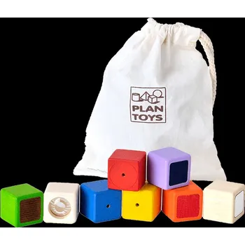 Dřevěná hračka Plan Toys Smyslové kostky 9 ks 