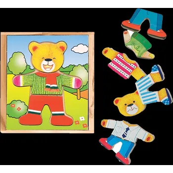 puzzle pro nejmenší Woody Puzzle šatní skříň "Medvídek" 18 dílů 