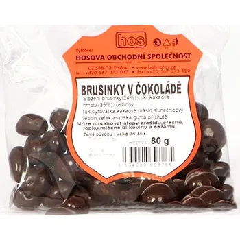HOS Brusinky v hořké čokoládě 80g