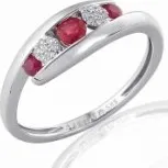 Prsten Prsten s diamantem, bílé zlato briliant, červený rubín 3861968-0-53-94