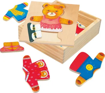 Dřevěná hračka Puzzle-šatní skříň-medvědice