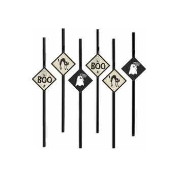 Partydeco Brčka s obrázkem duchů a koček 6 ks