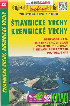 Štiavnické vrchy, Kremnické vrchy turistická mapa