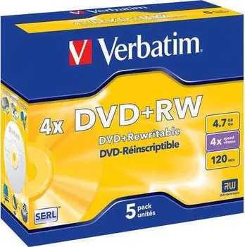 Optické médium Verbatim DVD+RW 4,7GB 4x jewel box 5ks
