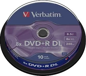 Optické médium Verbatim DVD+R Double Layer 8x 10ks cakebox