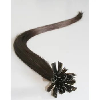 Příčesek Vlasy evropského typu k prodlužování keratinem 40cm - tmavě hnědé 1 pramen 0,5 gramů