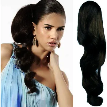 Příčesek CLIP IN CULÍK VLNITÝ 100% LIDSKÉ REMY VLASY 60CM - ČERNÝ