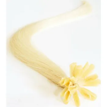Příčesek Vlasy evropského typu k prodlužování keratinem 50cm - nejsvětlejší blond 1 pramen 0,5 gramů