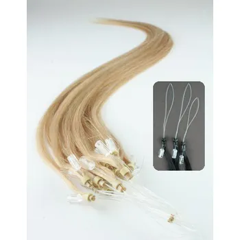 Příčesek Vlasy pro metodu Micro Ring / Easy Loop / Easy Ring / Micro Loop 40cm – přírodní blond 1 pramen 0,5 gramů