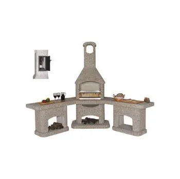 Zahradní krb Zahradní krb ATLAS s douzováním rohová sestava