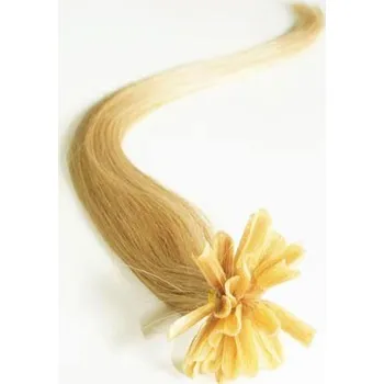 Příčesek Vlasy evropského typu k prodlužování keratinem 40cm - přírodní blond 1 pramen 0,5 gramů
