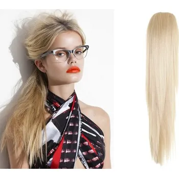 Příčesek Clip in culík se skřipcem rovný 60 cm - platina