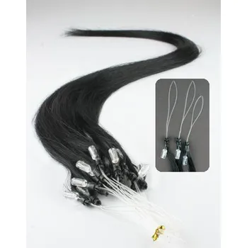 Příčesek Vlasy pro metodu Micro Ring / Easy Loop / Easy Ring / Micro Loop 60cm – černé 1 pramen 0,5 gramů