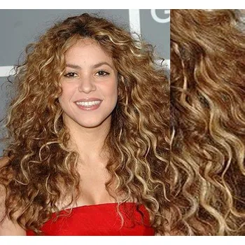 Příčesek Clip in kudrnaté vlasy 100% lidské REMY 53cm - světlý melír