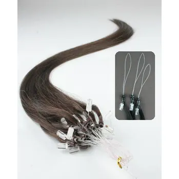 Vlasy pro metodu Micro Ring / Easy Loop / Easy Ring / Micro Loop 40cm – tmavě hnědé 1 pramen 0,7 gramů