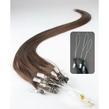 Příčesek Vlasy pro metodu Micro Ring / Easy Loop / Easy Ring / Micro Loop 60cm – středně hnědé 1 pramen 0,5 gramů