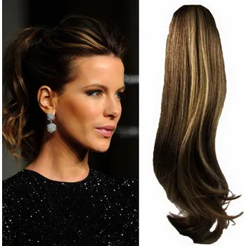 Příčesek CLIP IN CULÍK VLNITÝ 100% LIDSKÉ REMY VLASY 60CM - TMAVÝ MELÍR