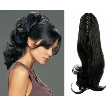 Příčesek Clip in culík se skřipcem vlnitý 60 cm - černý