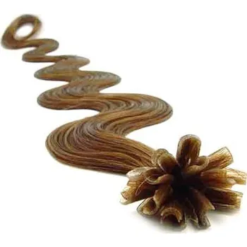 Příčesek Vlasy evropského typu k prodlužování keratinem 60cm vlnité - světle hnědé 1 pramen 0,5 gramů