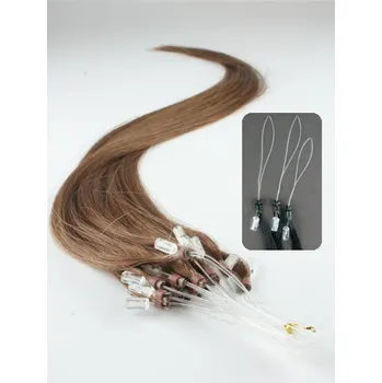 Příčesek Vlasy pro metodu Micro Ring / Easy Loop / Easy Ring / Micro Loop 50cm – světlejší hnědá 1 pramen 0,5 gramů