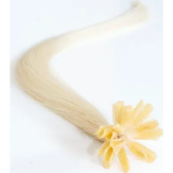 Příčesek Vlasy evropského typu k prodlužování keratinem 60cm - platinové 1 pramen 0,5 gramů