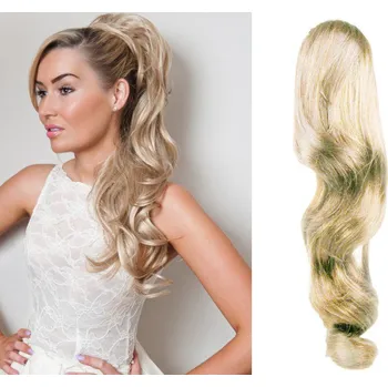 Příčesek Clip in culík se skřipcem vlnitý 60 cm - platina