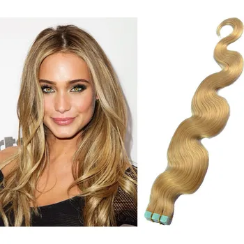 Příčesek Vlasy pro metodu Pu Extension / TapeX / Tape Hair / Tape IN 60cm vlnité - přírodní blond