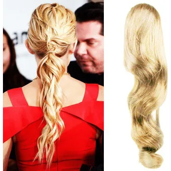 Příčesek CLIP IN CULÍK VLNITÝ 100% LIDSKÉ REMY VLASY 60CM - NEJSVĚTLEJŠÍ BLOND