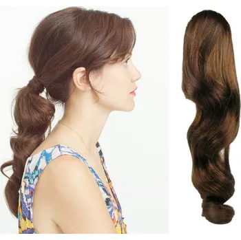 Příčesek Clip in příčesek culík / cop 100% japonský kanekalon 60cm vlnitý - středně hnědý