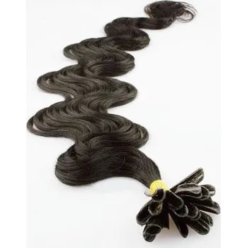 Vlasy evropského typu k prodlužování keratinem 60cm vlnité - přírodní černé 1 pramen 0,7 gramů