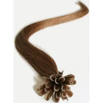 Příčesek Vlasy evropského typu k prodlužování keratinem 40cm - světlejší hnědá 1 pramen 0,7 gramů