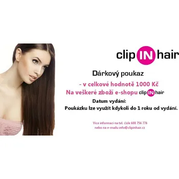 Příčesek Dárkový poukaz clipINhair.cz ve vybrané hodnotě na zboží 1000 Kč