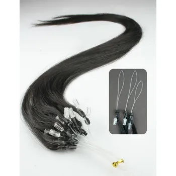 Příčesek Vlasy pro metodu Micro Ring / Easy Loop / Easy Ring / Micro Loop 60cm – přírodní černá 1 pramen 0,5 gramů