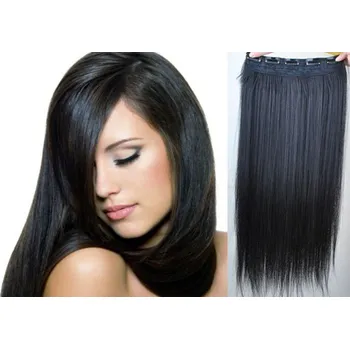 Příčesek Clip in REMY vlasový pás 43cm rovný – černá