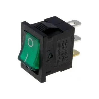 vypínač a zásuvka Kolíbkový přepínač C200N zelen