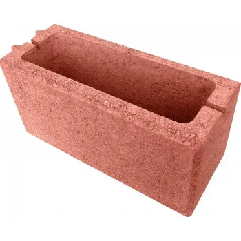 Plot Koncová betonová tvarovka celá - červená (PIL-P20), hloubka 200mm