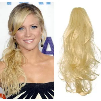 Příčesek Clip in příčesek culík / cop 100% japonský kanekalon 60cm kudrnatý - nejsvětlejší blond