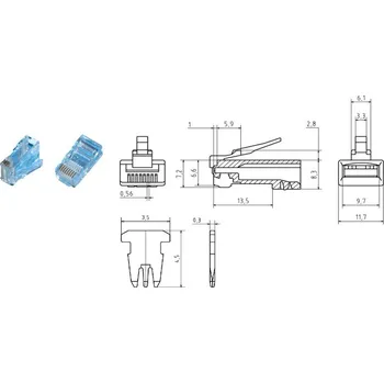 Elektrický konektor Telefonní konektor 8/8 RJ45