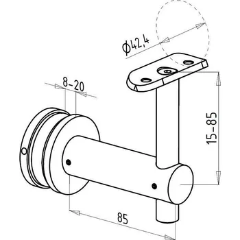 Zábradlí Krček madla pro balustrádu mimo osu - sklo