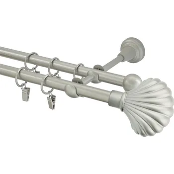 Garnýž Garnýž kovová 300 cm dvouřadá - dvojitá 16 mušle matná stříbrná