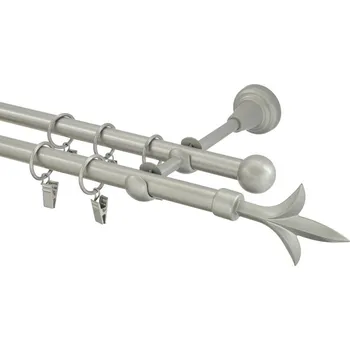 Garnýž Garnýže kovová 300 cm dvouřadá - dvojitá 16 lilie matná stříbrná