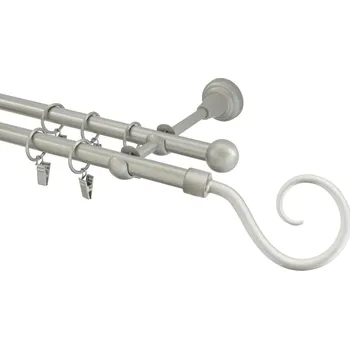 Garnýž Garnýž kovová 300 cm dvouřadá - dvojitá 16 hák matná stříbrná