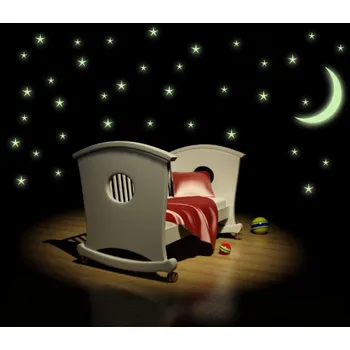 Samolepící dekorace Samolepka na zeď SVÍTICÍ - hvězdy s měsícem (dekorace na zeď)